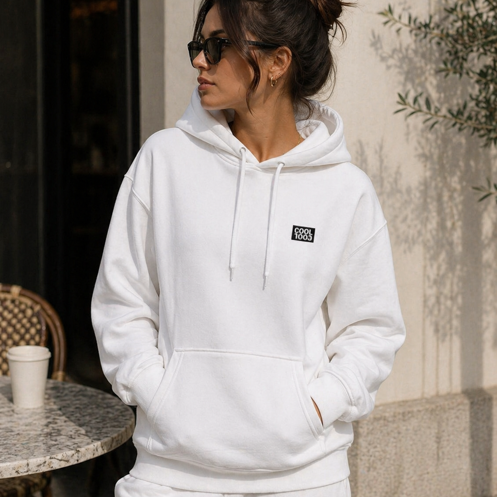 Sweat blanc à capuche COOLCOOL